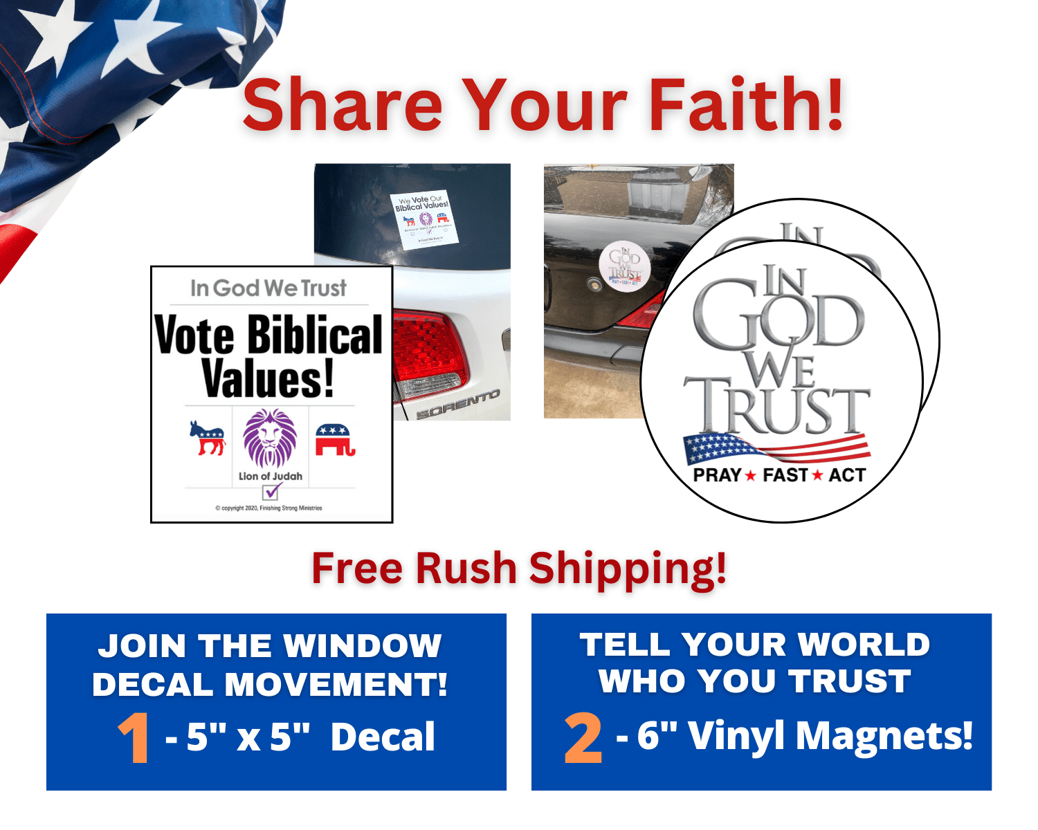 2 Magnets & 1 Decal (Magnet & Window Decal)